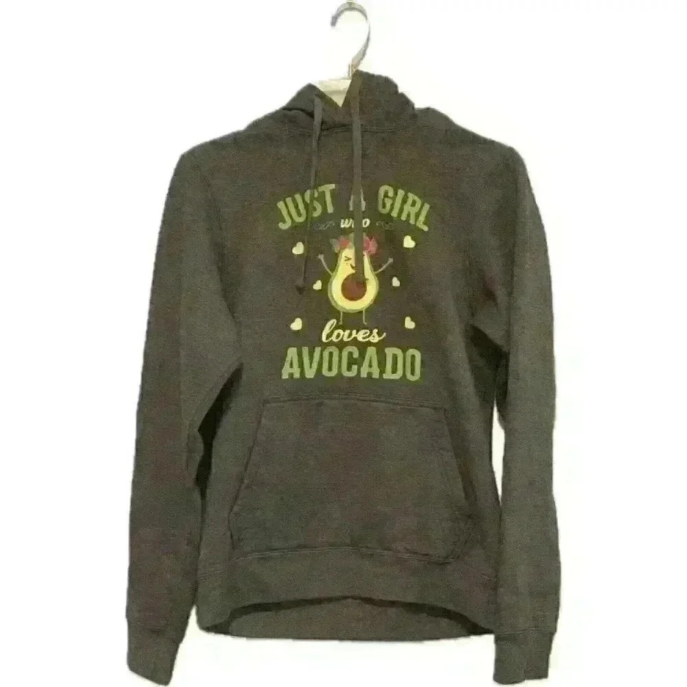 Avocado sweatshirt gray womens small soft hoodie JUST A GIRL WHO LOVES AVOCADO